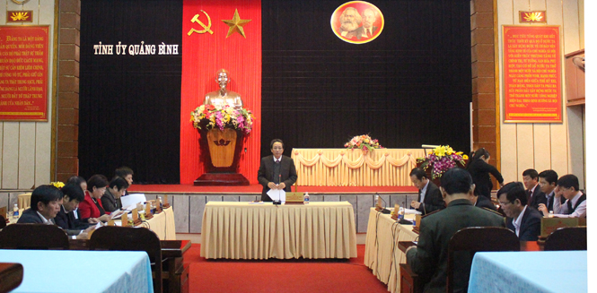 Ban Thường vụ Tỉnh ủy cho ý kiến về tình hình thực hiện nhiệm vụ quý I, bàn nhiệm vụ, giải pháp quý II/2016