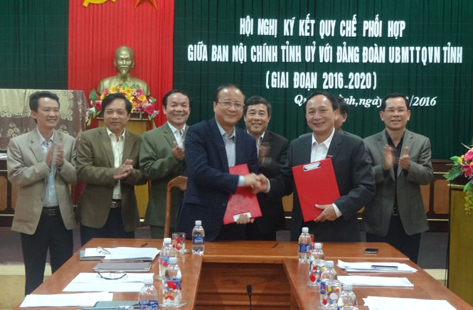 Ban Nội chính Tỉnh ủy-Ủy ban MTTQVN tỉnh: Ký kết quy chế phối hợp giai đoạn 2016-2020