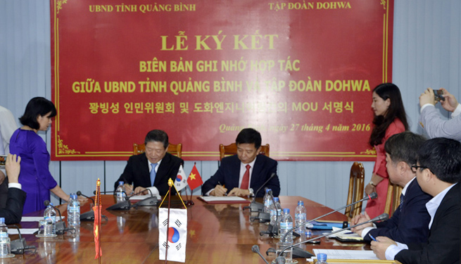 Ký kết biên bản ghi nhớ hợp tác giữa Quảng Bình với Tập đoàn Dohwa, Hàn Quốc