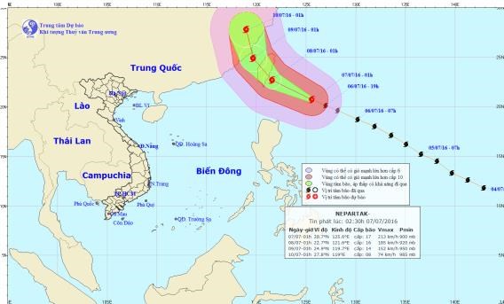 Bắc Bộ mưa giảm, bão NEPARTAK không ảnh hưởng đến đất liền