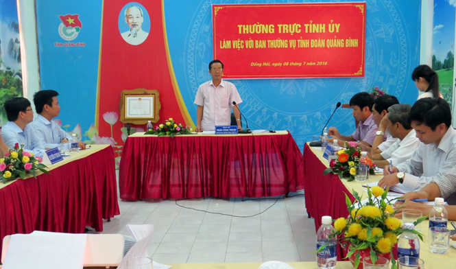 Đồng chí Phó Bí thư Thường trực Tỉnh ủy làm việc với Ban Thường vụ Tỉnh Đoàn