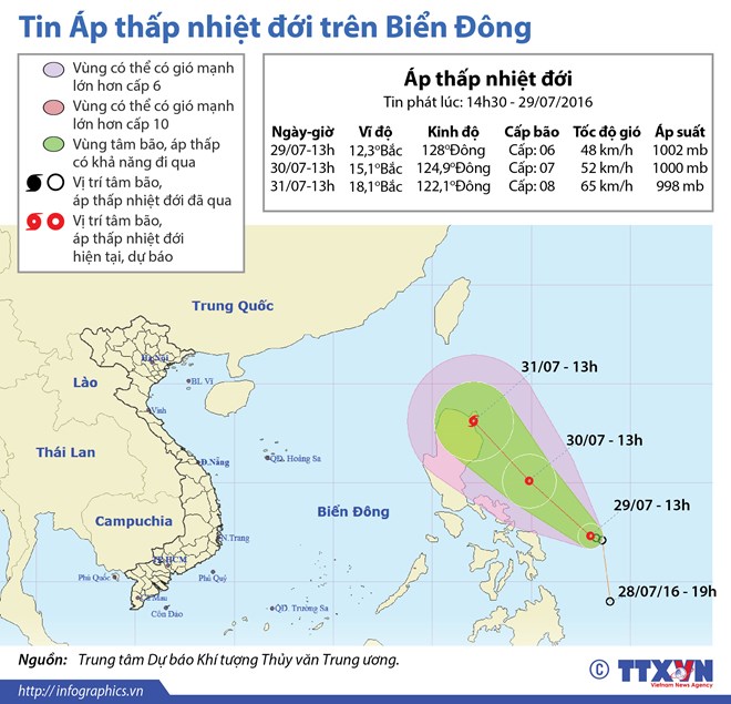 Áp thấp nhiệt đới mạnh lên thành bão, sắp vào khu vực Biển Đông