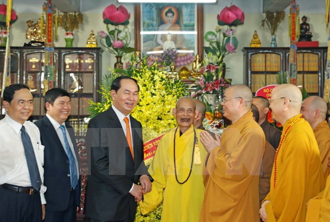 Chủ tịch nước Trần Đại Quang thăm Đại lão Hòa thượng Thích Phổ Tuệ