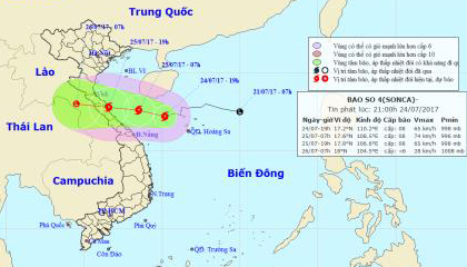 Từ chiều mai (25-7), vùng biển ven bờ Quảng Bình có gió mạnh cấp 8, giật cấp 9-10