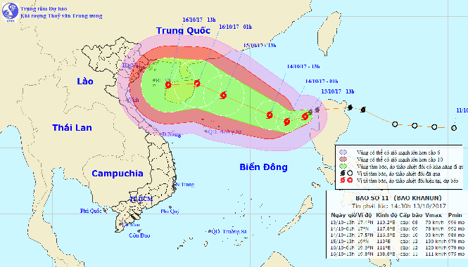 Bão Khanun đã vào biển Đông, trở thành cơn bão số 11