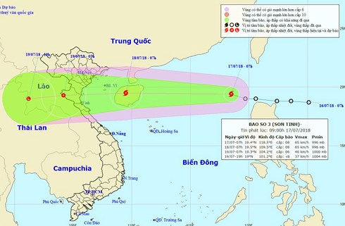 Bão Sơn Tinh hình thành trên Biển Đông, sức gió giật cấp 10