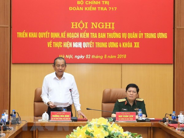 Đoàn Kiểm tra Bộ Chính trị làm việc với Ban Thường vụ Quân ủy TW