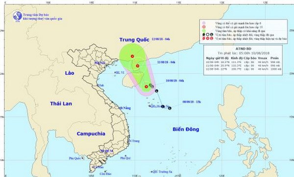 Vùng áp thấp mạnh lên thành áp thấp nhiệt đới, cả nước có mưa dông