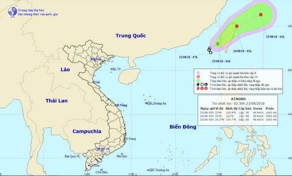 Áp thấp chuyển hướng, không còn ảnh hưởng đến Biển Đông