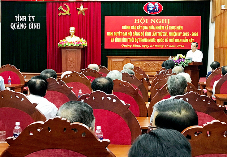Thông báo kết quả giữa nhiệm kỳ thực hiện Nghị quyết Đại hội Đảng bộ tỉnh lần thứ XVI, nhiệm kỳ 2015-2020