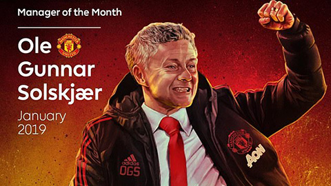 Solskjaer là HLV xuất sắc nhất Ngoại hạng Anh tháng 1
