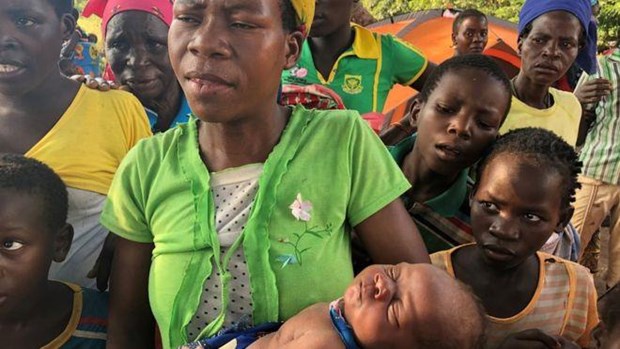 Một phụ nữ Mozambique tự đỡ đẻ trên cây giữa dòng nước lũ