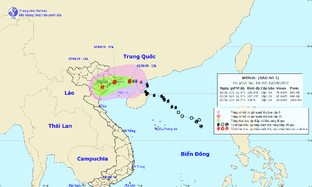 Bão số 3 cách Móng Cái khoảng 100km, giật cấp 12