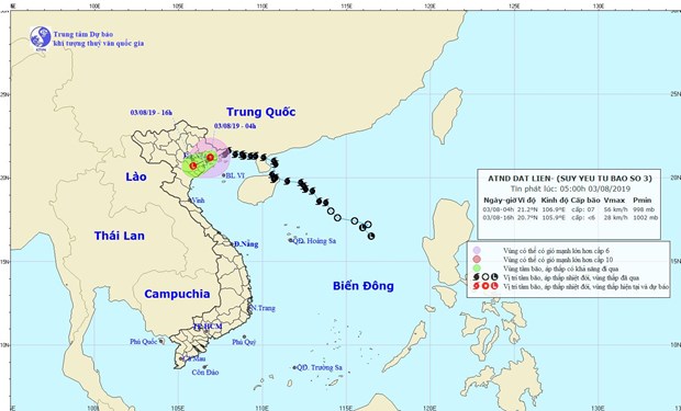 Bão số 3 đi vào phía Bắc Quảng Ninh và suy yếu thành áp thấp nhiệt đới