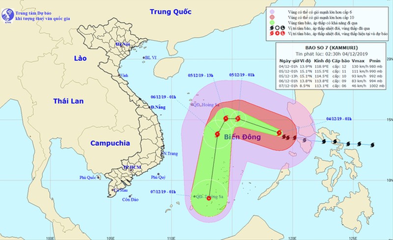Bão số 7 giật cấp 15 trên Biển Đông, biển động dữ dội