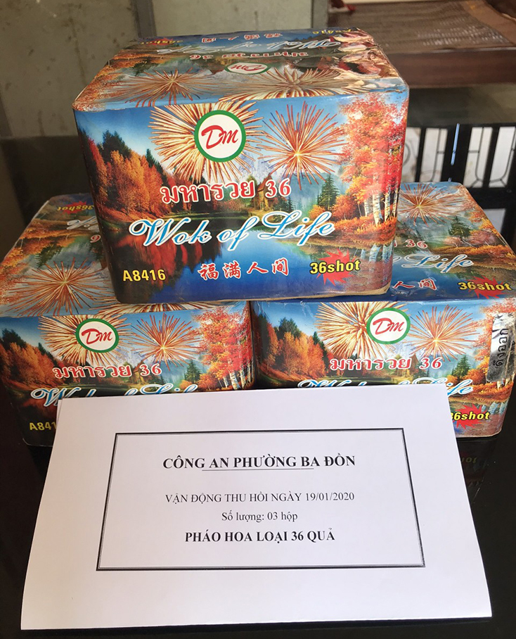 Công an TX. Ba Đồn xử phạt nguội đối tượng đốt pháo trái phép trong dịp Tết
