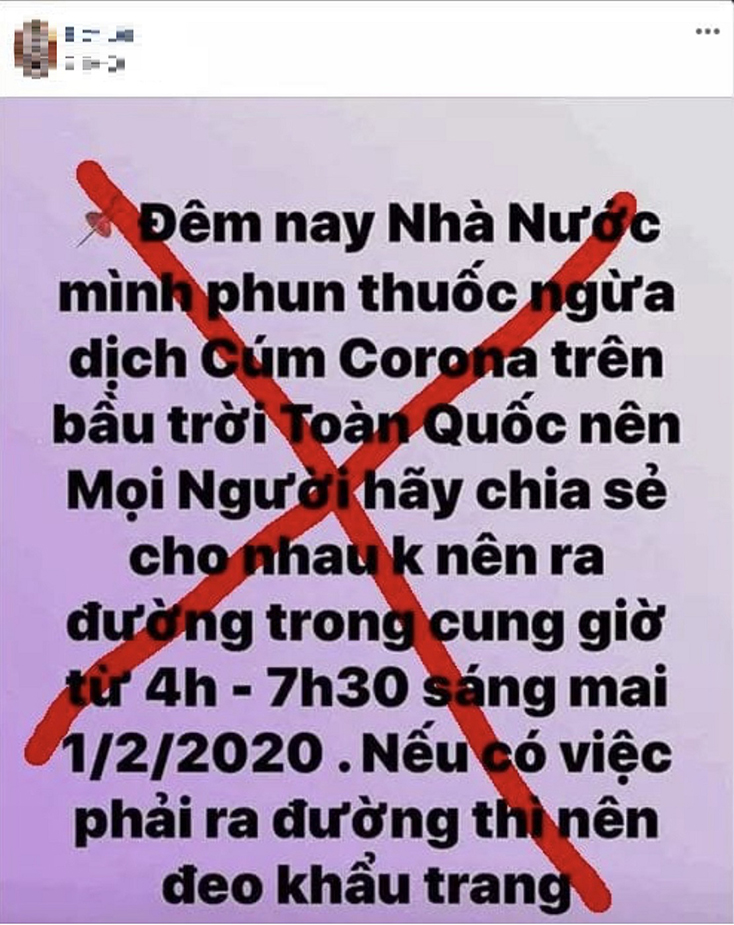 Phát hiện facebook cá nhân đưa thông tin sai sự thật về dịch bệnh do virus corona