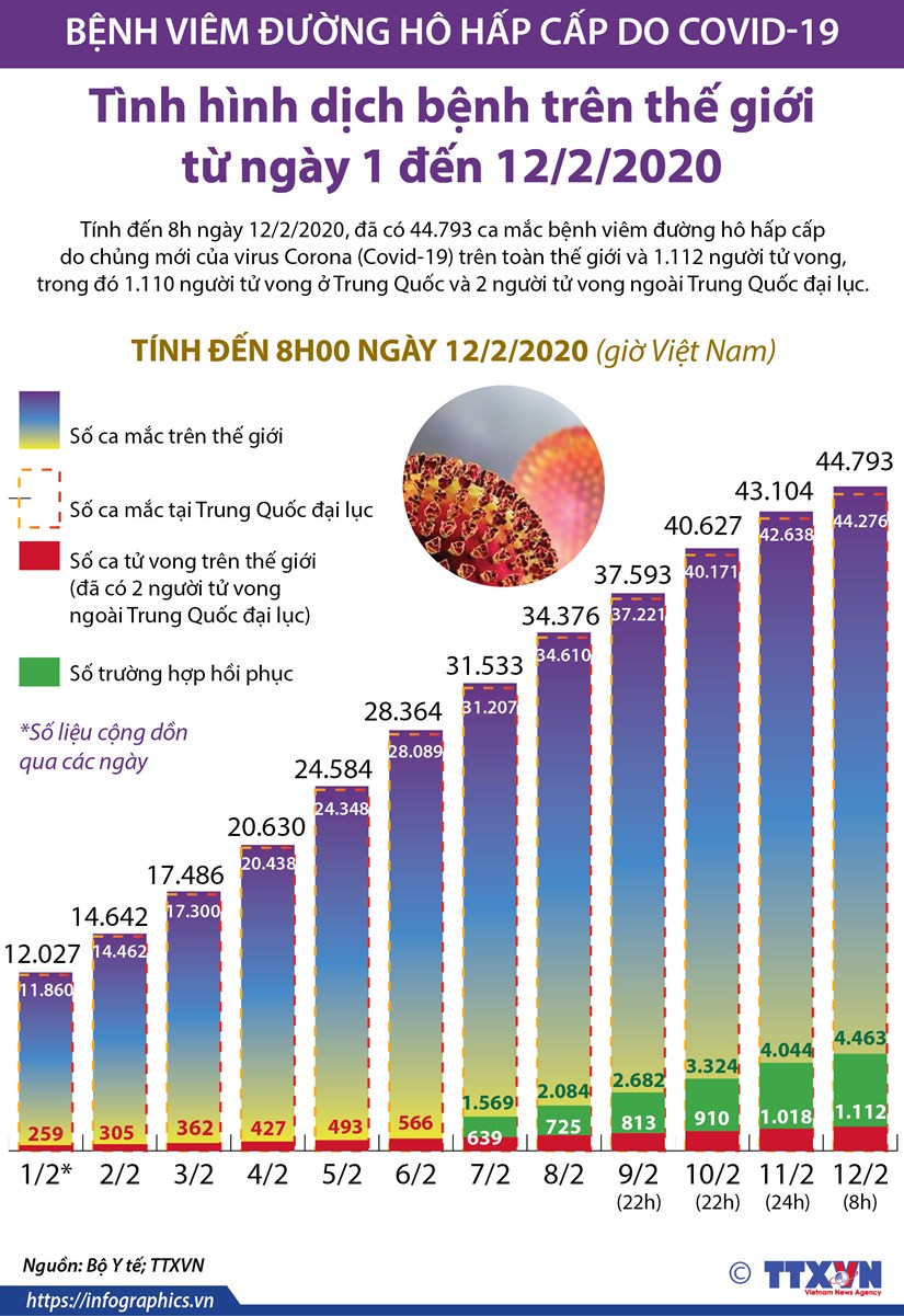 [Infographics] 44.793 ca nhiễm virus corona chủng mới