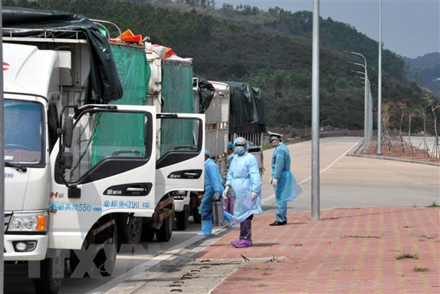 Dịch COVID-19: Nhiều xe nông sản đang chờ làm thủ tục tại cửa khẩu