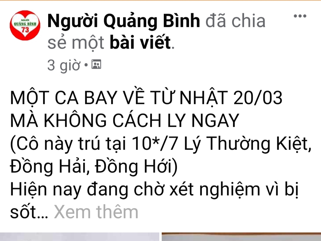 Thông tin trường hợp ở phường Đồng Hải dương tính với Covid-19 là không chính xác