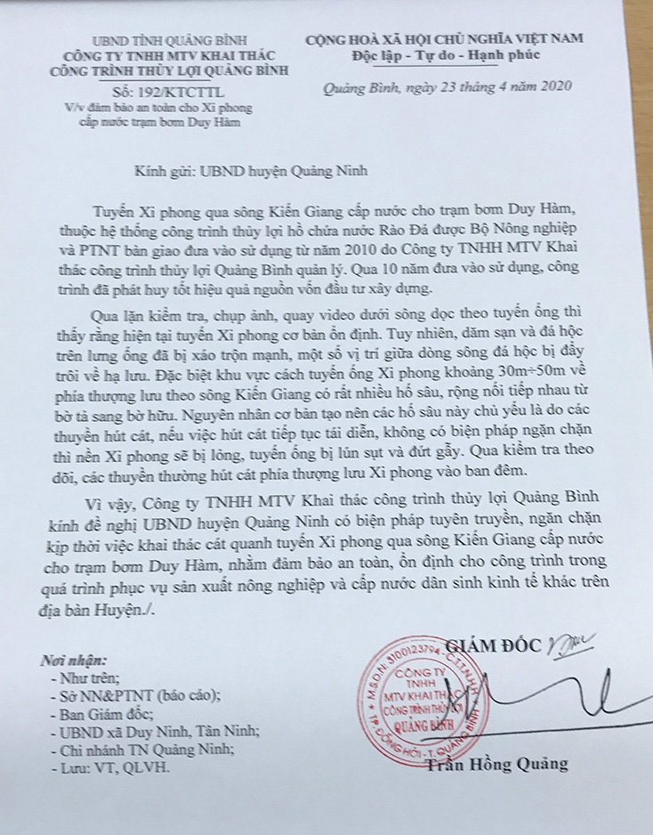 "Cát tặc" đe dọa nghiêm trọng công trình thủy lợi