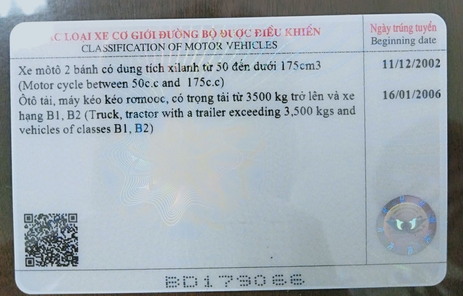 Từ 1-6, giấy phép lái xe cấp mới được in mã hai chiều (QR)