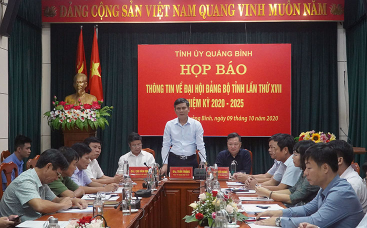 Họp báo cung cấp thông tin về Đại hội Đảng bộ tỉnh Quảng Bình lần thứ XVII
