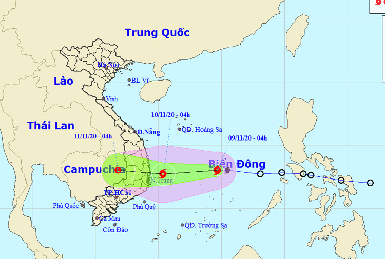 Bão số 12 di chuyển nhanh theo hướng Tây