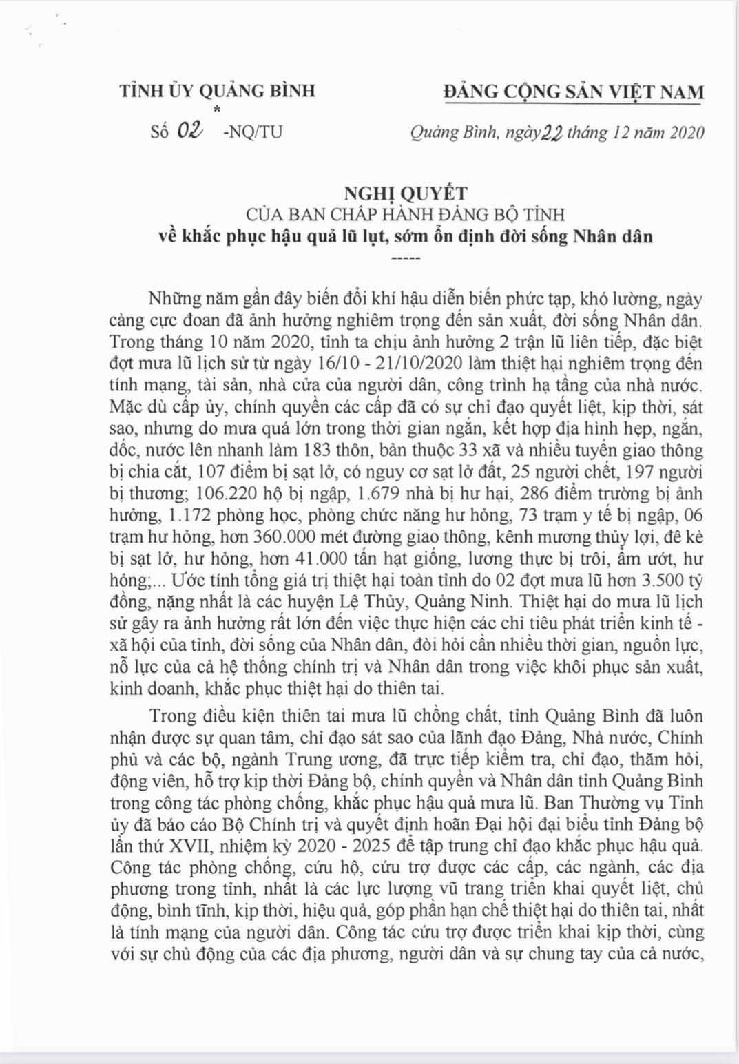 Khắc phục hậu quả lũ lụt, sớm ổn định đời sống nhân dân