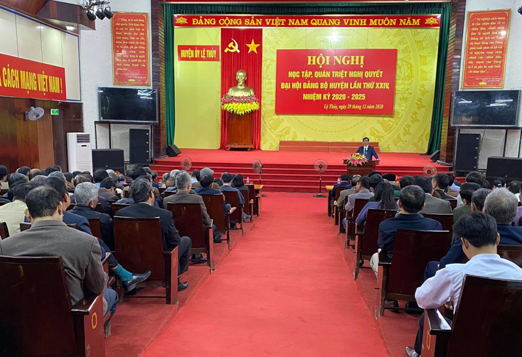 Lệ Thủy: Hội nghị học tập, quán triệt Nghị quyết Đại hội Đảng bộ huyện lần thứ XXIV