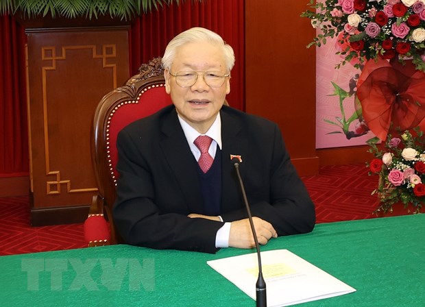 Tổng Bí thư điện đàm với Chủ tịch Đảng Nhân dân Campuchia
