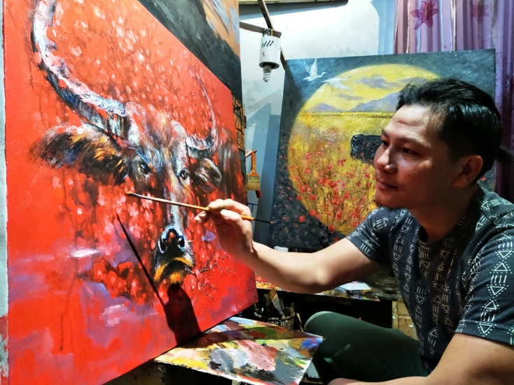 Con trâu và biển trong tranh Nguyễn Lương Sáng