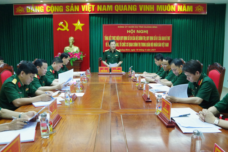 Đảng ủy Quân sự tỉnh: Tổng kết 5 năm thực hiện Quy định số 59-QĐ/TW của Bộ Chính trị