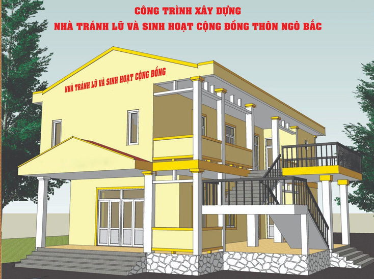 Khởi công xây nhà vượt lũ và sinh hoạt cộng đồng
