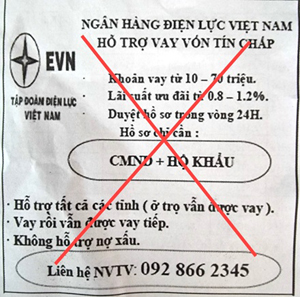 Cảnh báo giả mạo thương hiệu EVN để cho vay tín chấp