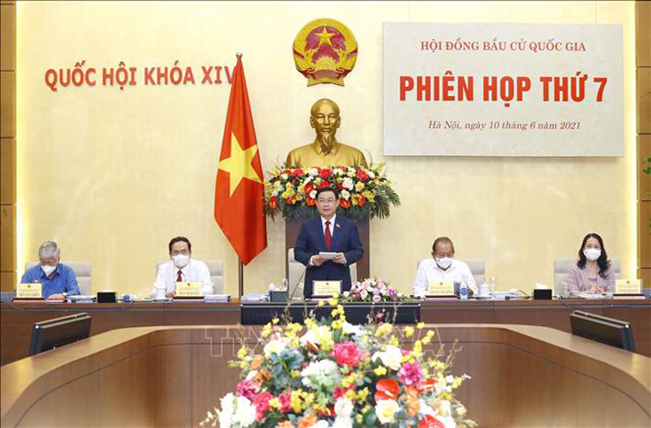Chủ tịch Quốc hội Vương Đình Huệ chủ trì Phiên họp thứ 7 Hội đồng Bầu cử quốc gia