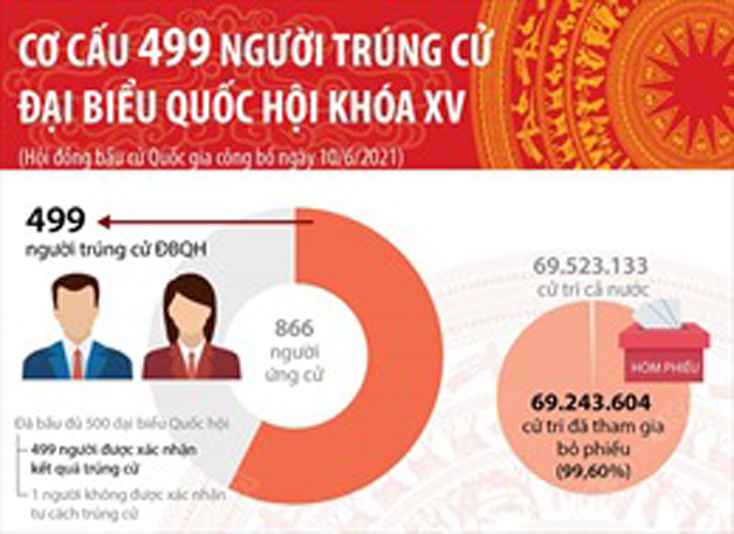 Cơ cấu 499 người trúng cử đại biểu Quốc hội khóa XV