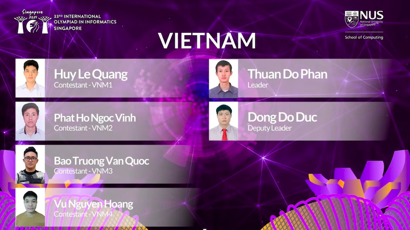 Học sinh Việt Nam đoạt bốn huy chương bạc Olympic Tin học quốc tế