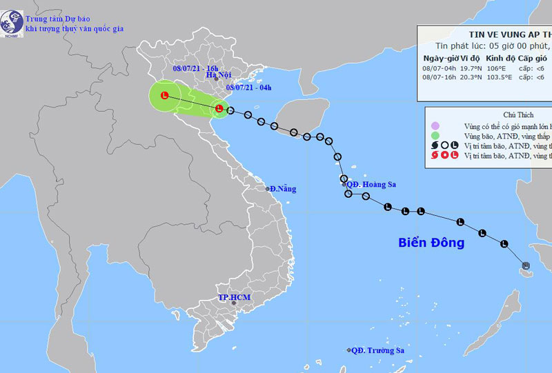 Áp thấp nhiệt đới suy yếu thành vùng áp thấp