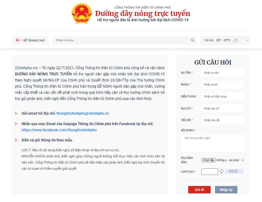Đường dây nóng trực tuyến hỗ trợ người dân theo Nghị quyết 68 của Chính phủ