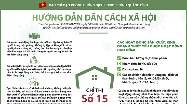 Hướng dẫn giãn cách xã hội theo Chỉ thị 15 của Thủ tướng Chính phủ