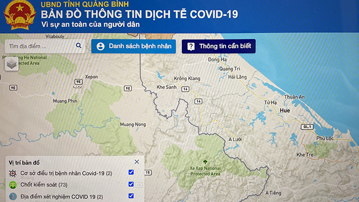 Bản đồ thông tin dịch tễ Covid-19 tỉnh Quảng Bình