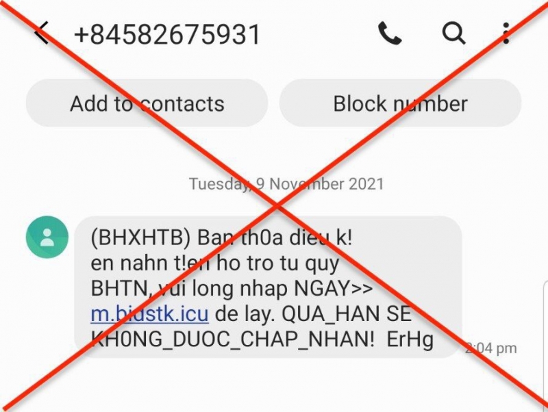 Cảnh giác các đầu số điện thoại nhắn tin báo trợ cấp thất nghiệp để lừa đảo, chiếm đoạt tiền