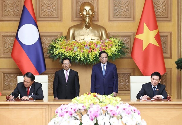Thủ tướng Phạm Minh Chính hội đàm với Thủ tướng Lào Phankham Viphavanh