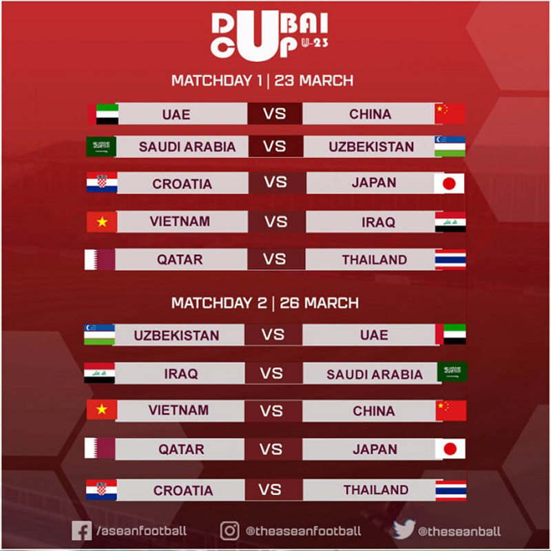 Những điều cần biết về giải U23 quốc tế Dubai 2022
