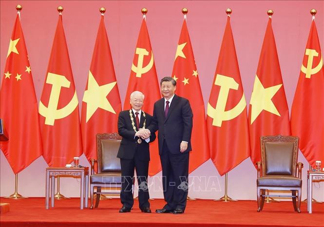 Lễ trao tặng Tổng Bí thư Nguyễn Phú Trọng Huân chương Hữu nghị của nước CHND Trung Hoa