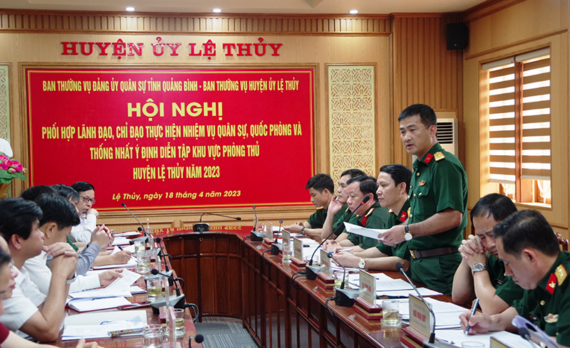 Phối hợp thống nhất ý định diễn tập khu vực phòng thủ huyện Lệ Thủy năm 2023