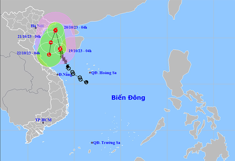 Thời tiết ngày 19/10: Bão số 5 sức gió giật cấp 10, di chuyển theo hướng Bắc Tây Bắc