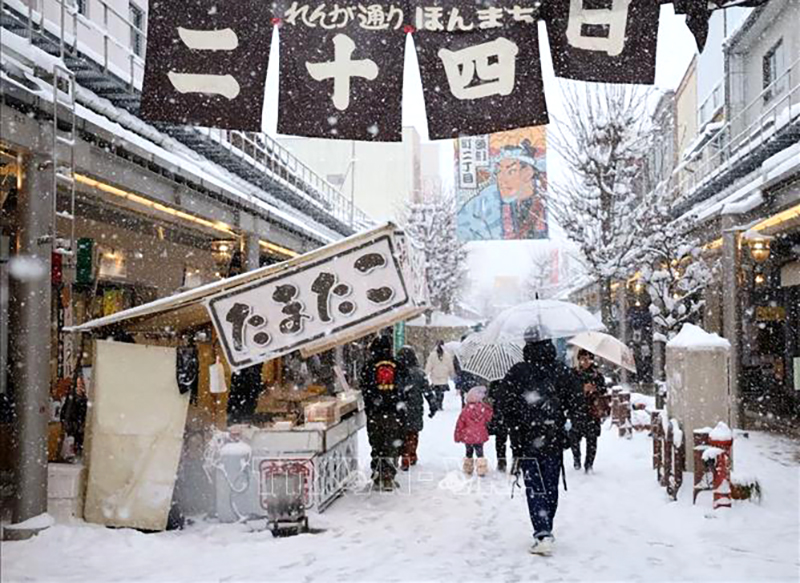 Cảnh báo tuyết rơi dày làm gián đoạn giao thông ở Tokyo
