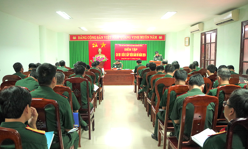 Bộ Chỉ huy Quân sự tỉnh: Diễn tập chỉ huy-tham mưu 1 bên 2 cấp trên bản đồ năm 2024